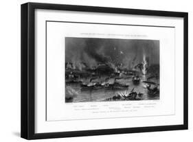 The Fleet Passing Forts on the Mississippi, Capture of New Orleans, 1862-1867-W Ridgway-Framed Giclee Print