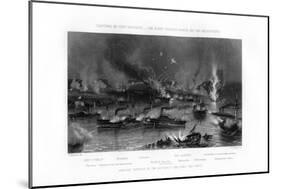 The Fleet Passing Forts on the Mississippi, Capture of New Orleans, 1862-1867-W Ridgway-Mounted Giclee Print