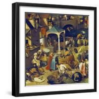 The Flemish Proverbs. (Detail of the Lower Centre)-Pieter Bruegel the Elder-Framed Giclee Print