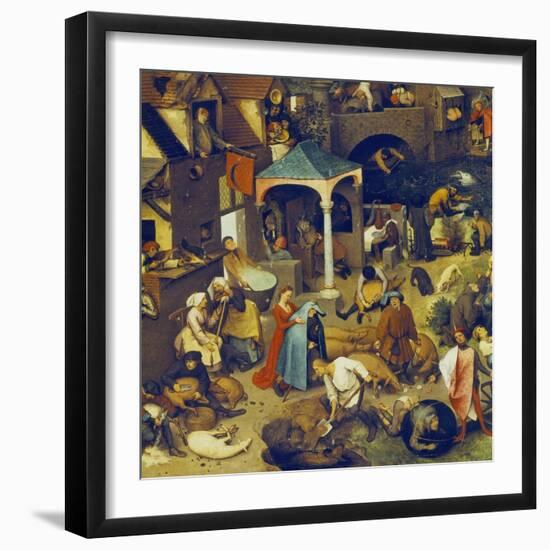 The Flemish Proverbs. (Detail of the Lower Centre)-Pieter Bruegel the Elder-Framed Giclee Print