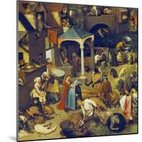 The Flemish Proverbs. (Detail of the Lower Centre)-Pieter Bruegel the Elder-Mounted Giclee Print