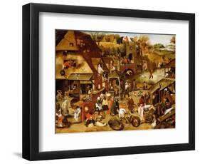 The Flemish Proverbs-Pieter Brueghel the Younger-Framed Premium Giclee Print