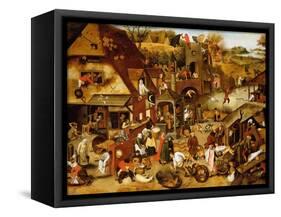 The Flemish Proverbs-Pieter Brueghel the Younger-Framed Stretched Canvas