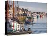 The Fleur de Lampaul and Small Boat in Harbour at Saint Vaast La Hougue, Cotentin Peninsula, France-Julian Elliott-Stretched Canvas