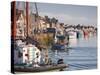 The Fleur de Lampaul and Small Boat in Harbour at Saint Vaast La Hougue, Cotentin Peninsula, France-Julian Elliott-Stretched Canvas