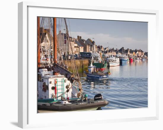 The Fleur de Lampaul and Small Boat in Harbour at Saint Vaast La Hougue, Cotentin Peninsula, France-Julian Elliott-Framed Photographic Print