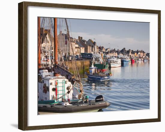 The Fleur de Lampaul and Small Boat in Harbour at Saint Vaast La Hougue, Cotentin Peninsula, France-Julian Elliott-Framed Photographic Print