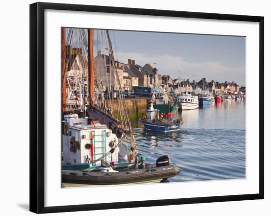 The Fleur de Lampaul and Small Boat in Harbour at Saint Vaast La Hougue, Cotentin Peninsula, France-Julian Elliott-Framed Photographic Print