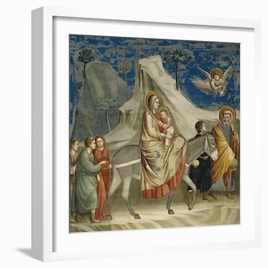 The Flight into Egypt, Detail from Life and Passion of Christ, 1303-1305-Giotto di Bondone-Framed Giclee Print