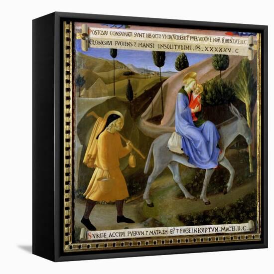 The Flight into Egypt, Detail from Panel One of the Silver Treasury of Santissima Annunziata-Fra Angelico-Framed Stretched Canvas