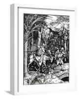 The Flight into Egypt, from the 'Life of the Virgin' Series, Published in 1511 (Woodcut)-Albrecht Dürer-Framed Giclee Print