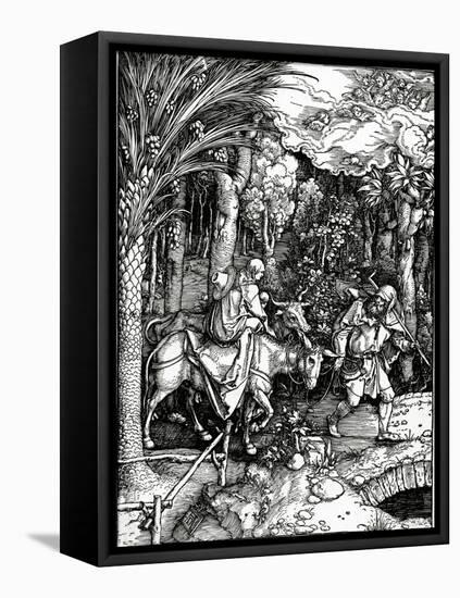 The Flight into Egypt, from the 'Life of the Virgin' Series, Published in 1511 (Woodcut)-Albrecht Dürer-Framed Stretched Canvas