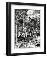 The Flight into Egypt, from the 'Life of the Virgin' Series, Published in 1511 (Woodcut)-Albrecht Dürer-Framed Premium Giclee Print