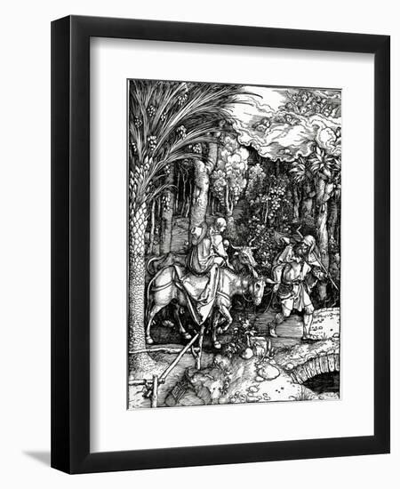 The Flight into Egypt, from the 'Life of the Virgin' Series, Published in 1511 (Woodcut)-Albrecht Dürer-Framed Premium Giclee Print