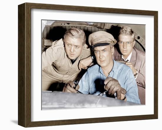THE FLIGHT OF THE PHOENIX, from left: Richard Attenborough, James Stewart, Hardy Kruger, 1965.-null-Framed Photo