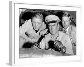 The Flight of the Phoenix, L-R: Richard Attenborough, James Stewart, Hardy Kruger, 1965-null-Framed Photo