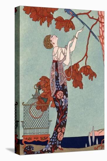 The Flighty Bird, France, Early 20th Century-Georges Barbier-Stretched Canvas