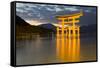 The Floating Miyajima Torii Gate of Itsukushima Shrine at Dusk-Stuart Black-Framed Stretched Canvas