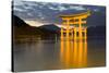 The Floating Miyajima Torii Gate of Itsukushima Shrine at Dusk-Stuart Black-Stretched Canvas