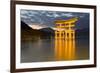 The Floating Miyajima Torii Gate of Itsukushima Shrine at Dusk-Stuart Black-Framed Photographic Print