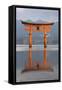 The Floating Miyajima Torii Gate of Itsukushima Shrine at Dusk-Stuart Black-Framed Stretched Canvas