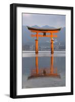 The Floating Miyajima Torii Gate of Itsukushima Shrine at Dusk-Stuart Black-Framed Photographic Print