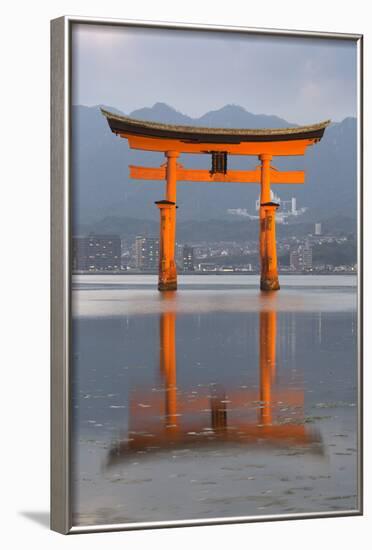 The Floating Miyajima Torii Gate of Itsukushima Shrine at Dusk-Stuart Black-Framed Photographic Print