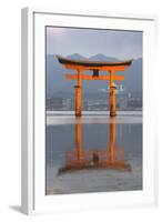 The Floating Miyajima Torii Gate of Itsukushima Shrine at Dusk-Stuart Black-Framed Photographic Print