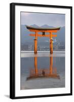 The Floating Miyajima Torii Gate of Itsukushima Shrine at Dusk-Stuart Black-Framed Photographic Print