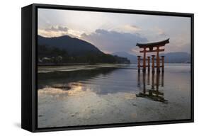 The Floating Miyajima Torii Gate of Itsukushima Shrine at Sunset-Stuart Black-Framed Stretched Canvas