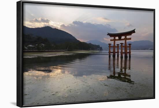 The Floating Miyajima Torii Gate of Itsukushima Shrine at Sunset-Stuart Black-Framed Photographic Print