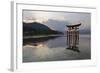 The Floating Miyajima Torii Gate of Itsukushima Shrine at Sunset-Stuart Black-Framed Photographic Print