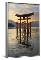 The Floating Miyajima Torii Gate of Itsukushima Shrine at Sunset-Stuart Black-Framed Photographic Print