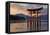The Floating Miyajima Torii Gate of Itsukushima Shrine at Sunset-Stuart Black-Framed Stretched Canvas
