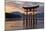 The Floating Miyajima Torii Gate of Itsukushima Shrine at Sunset-Stuart Black-Mounted Photographic Print