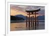 The Floating Miyajima Torii Gate of Itsukushima Shrine at Sunset-Stuart Black-Framed Photographic Print