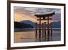 The Floating Miyajima Torii Gate of Itsukushima Shrine at Sunset-Stuart Black-Framed Photographic Print