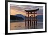 The Floating Miyajima Torii Gate of Itsukushima Shrine at Sunset-Stuart Black-Framed Photographic Print