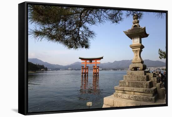 The Floating Miyajima Torii Gate of Itsukushima Shrine, Miyajima Island, Western Honshu, Japan-Stuart Black-Framed Stretched Canvas
