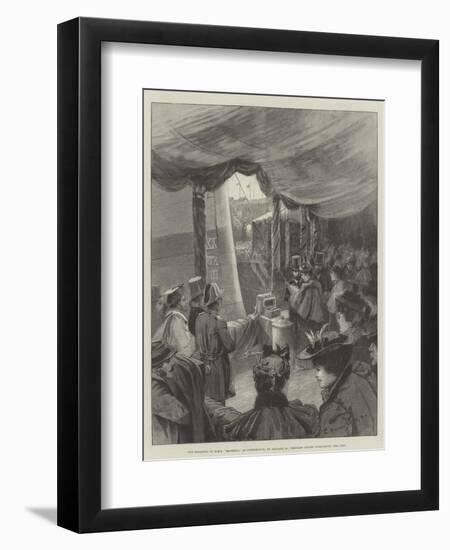 The Floating of HMS Majestic, at Portsmouth, on 31 January, Princess Louise Christening the Ship-Charles William Wyllie-Framed Giclee Print