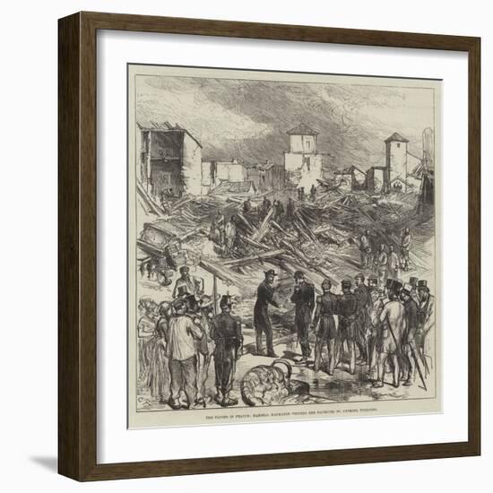 The Floods in France, Marshal Macmahon Visiting the Faubourg St Cyprien, Toulouse-null-Framed Giclee Print