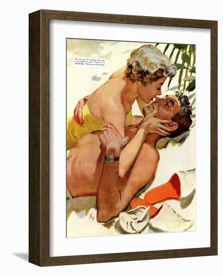 The Flordia Assignment - Saturday Evening Post "Leading Ladies", March 13, 1954 pg.35-Thorton Utz-Framed Premium Giclee Print