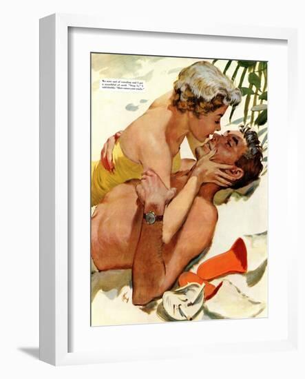 The Flordia Assignment - Saturday Evening Post "Leading Ladies", March 13, 1954 pg.35-Thorton Utz-Framed Premium Giclee Print