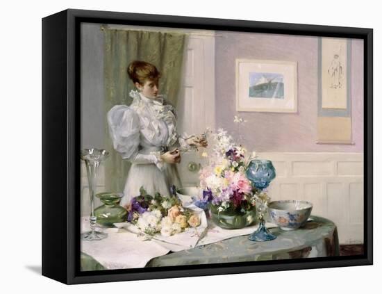 The Flower Arranger-Sir Samuel Henry William Llewelyn-Framed Stretched Canvas