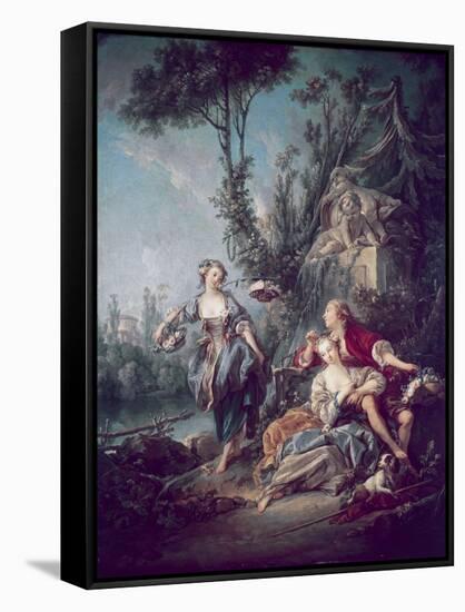 The Flower Gatherers-Francois Boucher-Framed Stretched Canvas
