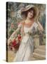 The Flower Girl. Early 20th Century-Emile Vernon-Stretched Canvas