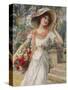 The Flower Girl. Early 20th Century-Emile Vernon-Stretched Canvas