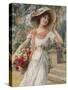 The Flower Girl. Early 20th Century-Emile Vernon-Stretched Canvas