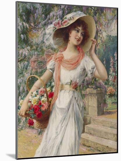The Flower Girl-Emile Vernon-Mounted Giclee Print