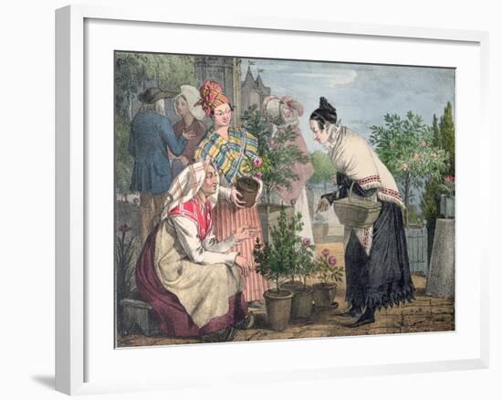 The Flower Market, Paris-John James Chalon-Framed Giclee Print